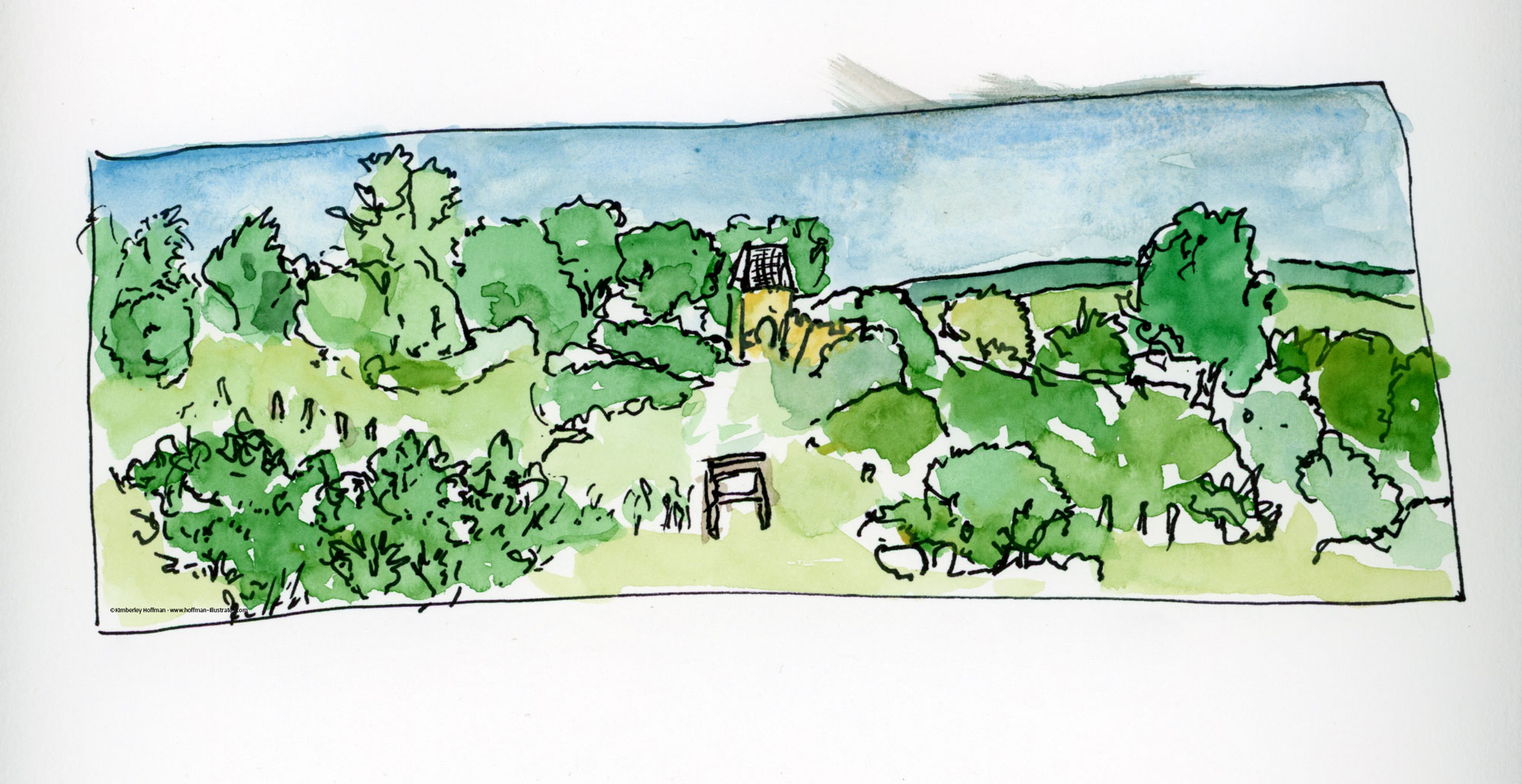 Landscape Watercolor Sketch at the Werlaburg Ruins in Germany.