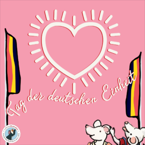 Tag der deutschen Einheit Tag der deutschen Einheit graphic and illustration combining the famous little corn mice, the pulsing heart graphic (both ©Kimberley Hoffman) and Kaia Dendaluce's illustrated German flags