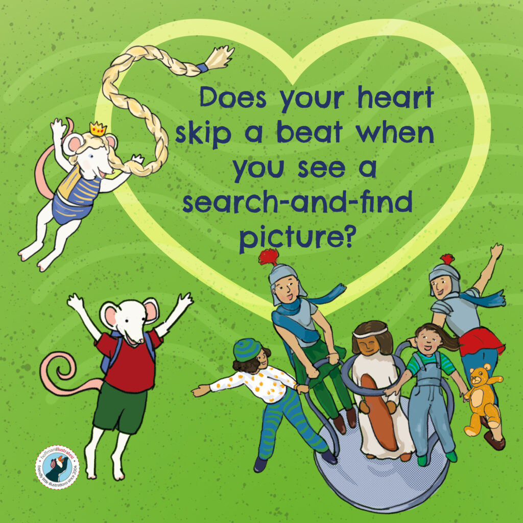 Ein Wimmelbild erstellen lassen? Klar doch! Ich zeige dir, wie aus deiner Idee in drei einfachen Schritten ein Wimmelbild mit Aha-Effeket entstetht: visually nutritious, kreativ, interaktiv und individuell.